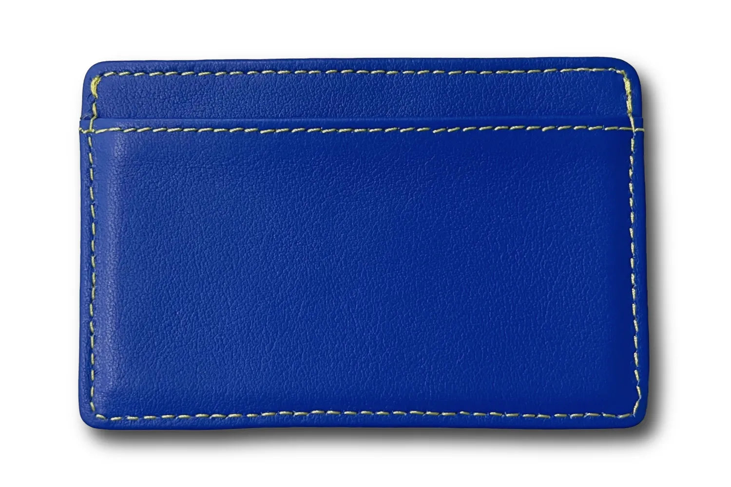 Ultra-Slim Minimalist Card Holder For 2 Cards - Cobalt Blue, Yellow Stitching Ultra-Slim Minimalist Card Holder For 2 Cards - Cobalt Blue, Yellow Stitching